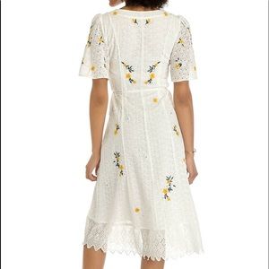 French Connection Flutter Sleeve Embroidered Dress